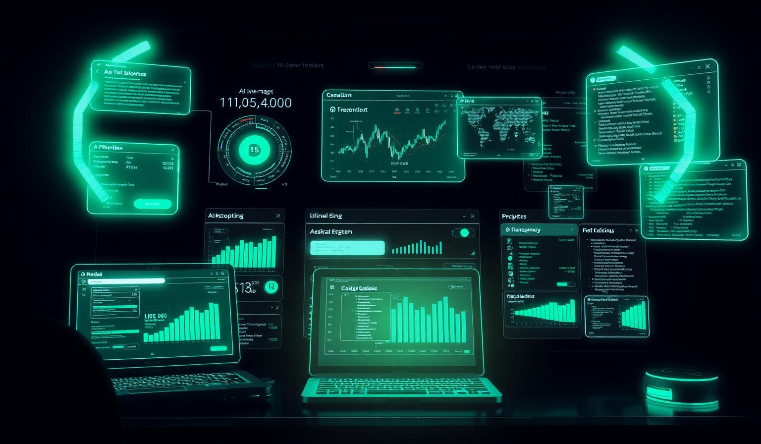 Tableau de bord futuriste illustrant des agents IA autonomes au travail